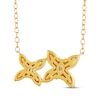Thumbnail Image 2 of Baguette & Round-Cut Diamond Double Butterfly Necklace 1/5 ct tw 10K Yellow Gold