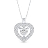 Thumbnail Image 1 of Diamond Heart Halo Necklace 1/8 ct tw Hollow Sterling Silver 18"