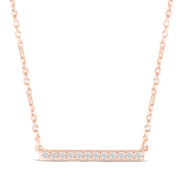 Diamond Bar Necklace 1/10 ct tw 10K Rose Gold 18"