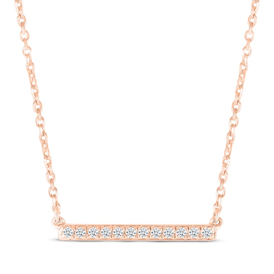 Diamond Bar Necklace 1/10 ct tw 10K Rose Gold 18"