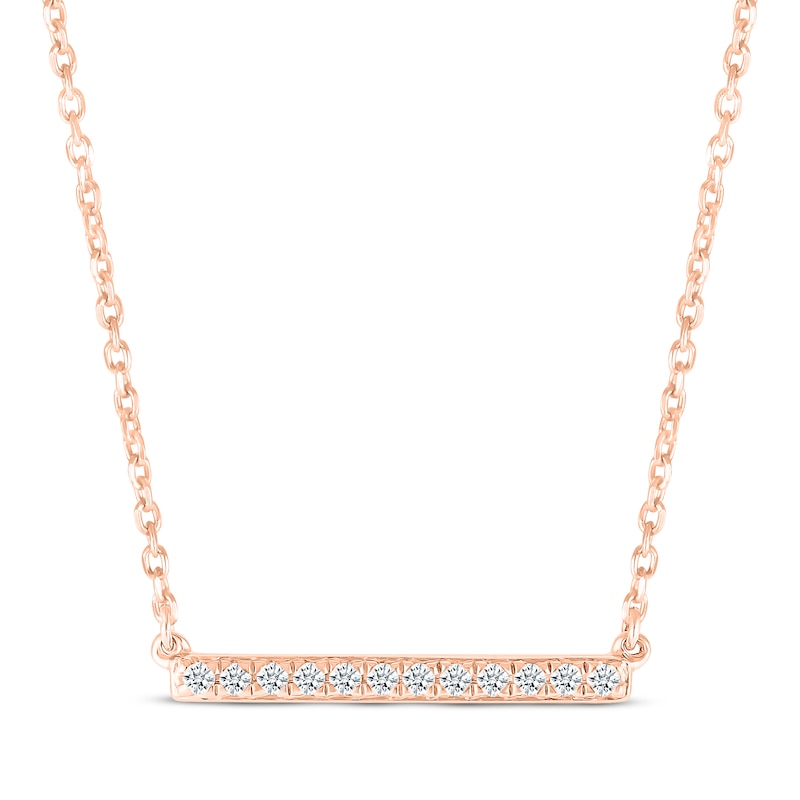 Main Image 1 of Diamond Bar Necklace 1/10 ct tw 10K Rose Gold 18&quot;