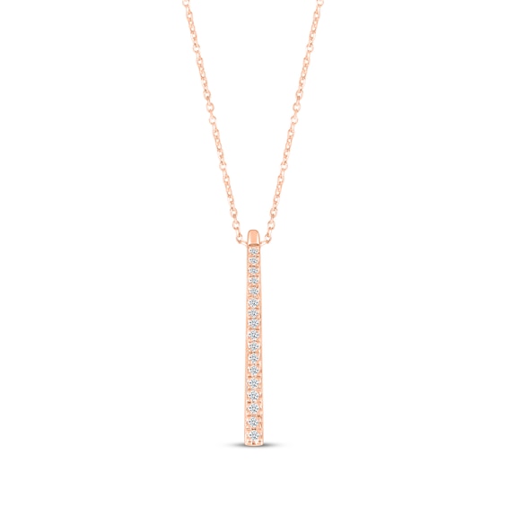 Diamond Vertical Bar Necklace 1/10 ct tw 10K Rose Gold 18"