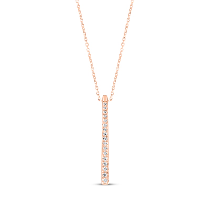 Main Image 1 of Diamond Vertical Bar Necklace 1/10 ct tw 10K Rose Gold 18"