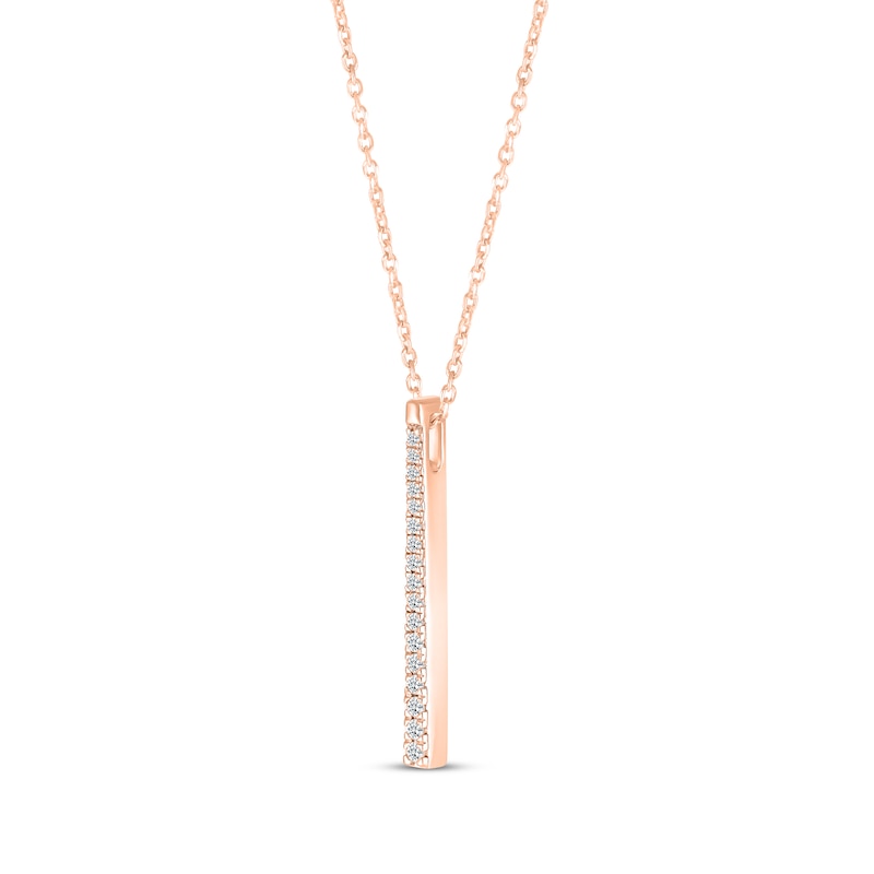 Main Image 2 of Diamond Vertical Bar Necklace 1/10 ct tw 10K Rose Gold 18"