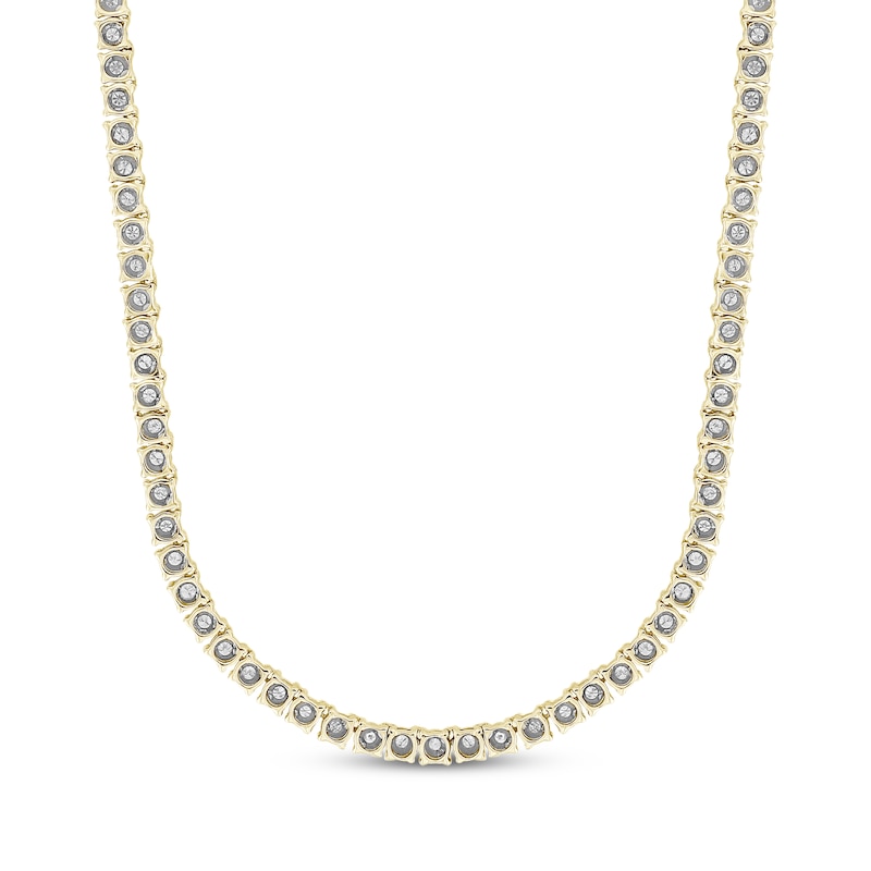Main Image 3 of Men's Diamond Tennis Necklace 2-5/8 ct tw 10K Yellow Gold 18&quot;