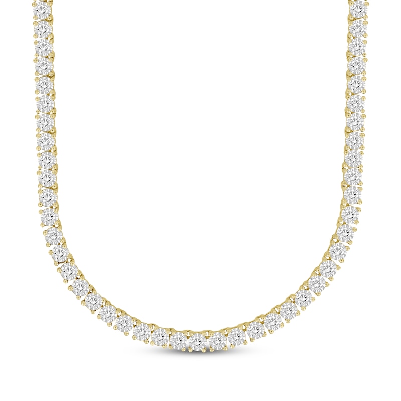 Main Image 1 of Men's Diamond Tennis Necklace 3-1/4 ct tw 10K Yellow Gold 22&quot;
