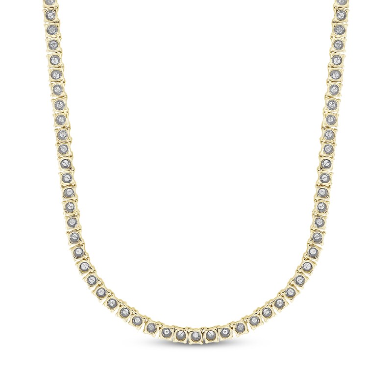 Main Image 3 of Men's Diamond Tennis Necklace 3-1/4 ct tw 10K Yellow Gold 22&quot;