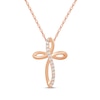Thumbnail Image 1 of Diamond Looping Cross Necklace 1/10 ct tw 10K Rose Gold 18&quot;