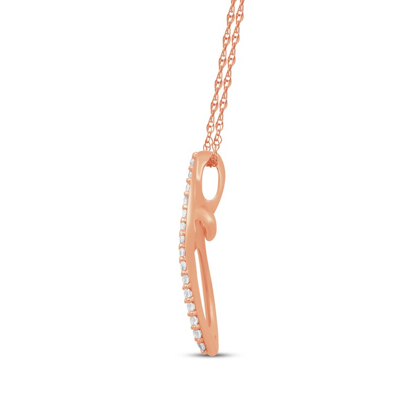 Main Image 2 of Diamond Looping Cross Necklace 1/10 ct tw 10K Rose Gold 18&quot;