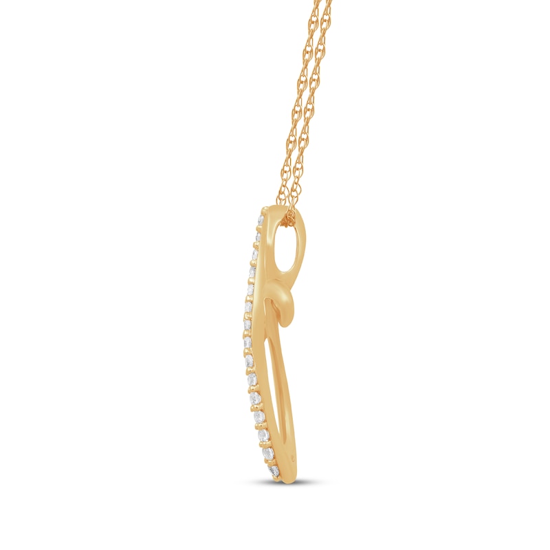 Main Image 2 of Diamond Looping Cross Necklace 1/10 ct tw 10K Yellow Gold 18&quot;