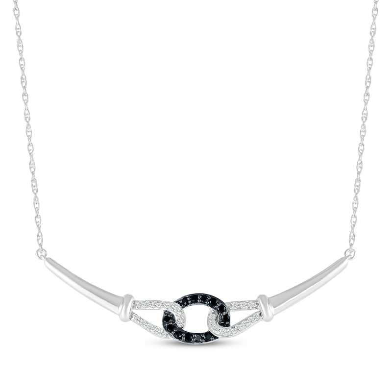 Main Image 1 of Black & White Diamond Linked Smile Necklace 1/5 ct tw Sterling Silver 18"