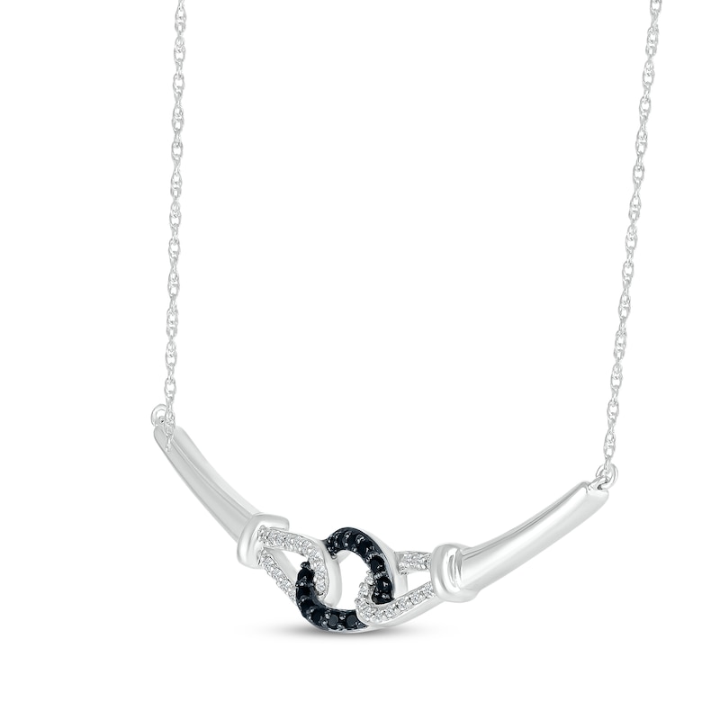 Main Image 2 of Black & White Diamond Linked Smile Necklace 1/5 ct tw Sterling Silver 18"