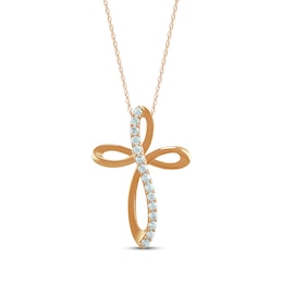 Diamond Looping Cross Necklace 1/2 ct tw 10K Rose Gold 18"
