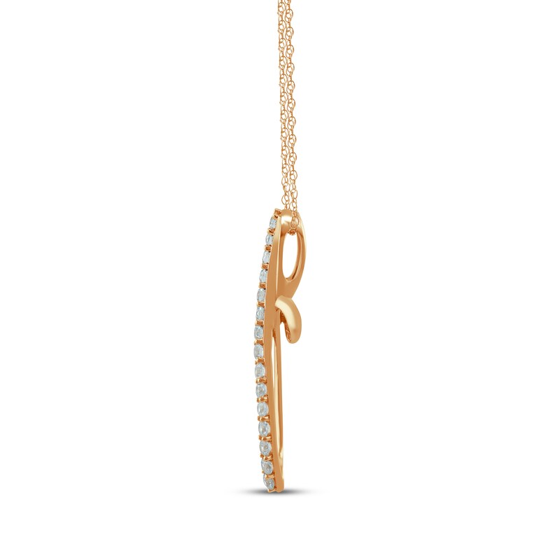 Main Image 2 of Diamond Looping Cross Necklace 1/2 ct tw 10K Rose Gold 18"