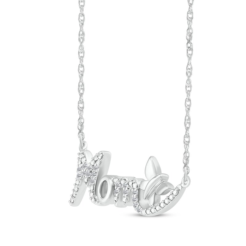 Main Image 2 of Diamond &quot;Mom&quot; Smile Necklace 1/20 ct tw Sterling Silver 18&quot;