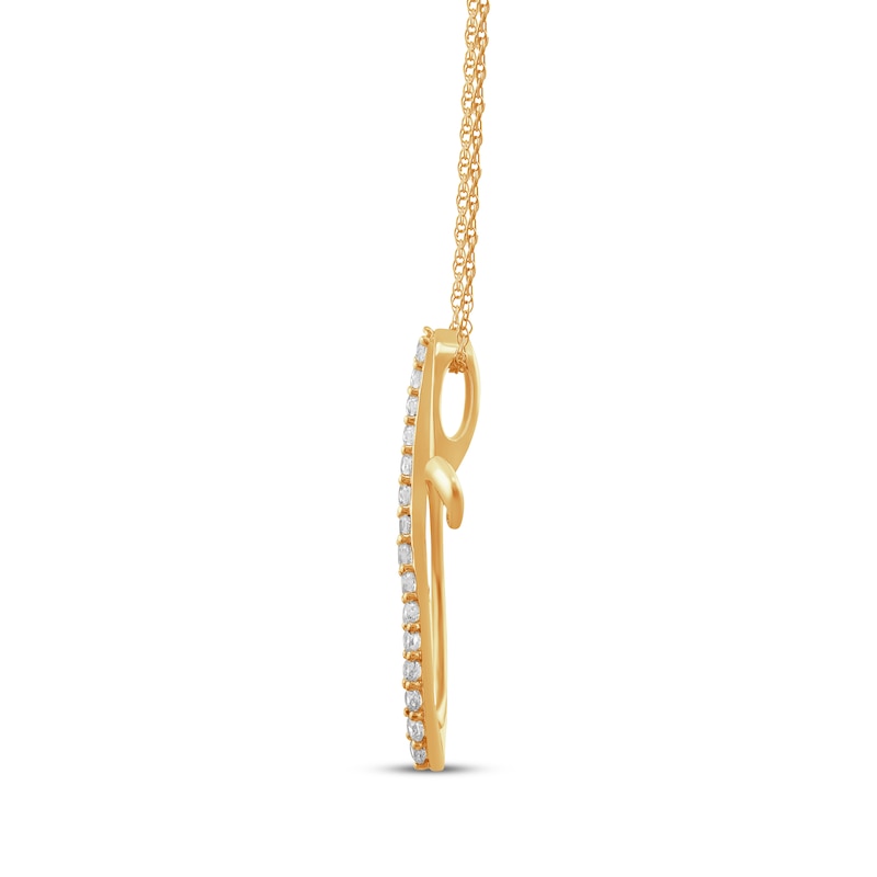 Main Image 2 of Diamond Looping Cross Necklace 1/4 ct tw 10K Yellow Gold 18&quot;