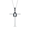 Thumbnail Image 1 of Black & White Diamond Knot Cross Necklace 1/4 ct tw Sterling Silver 18&quot;