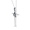 Thumbnail Image 2 of Black & White Diamond Knot Cross Necklace 1/4 ct tw Sterling Silver 18&quot;
