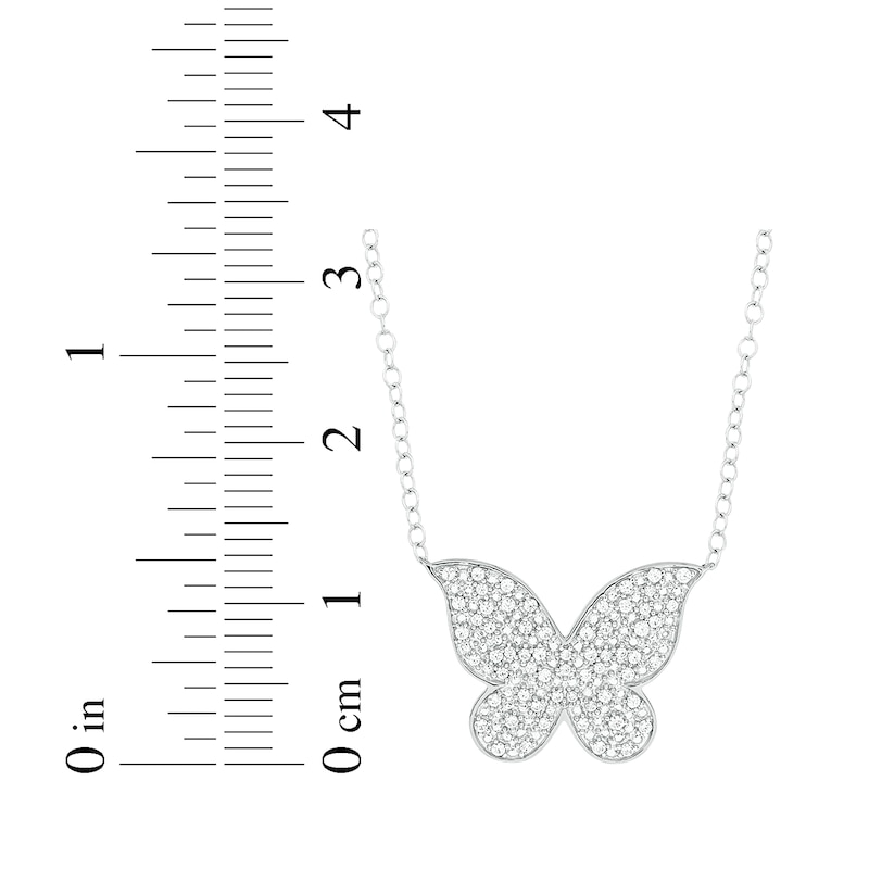 Diamond Butterfly Necklace 1/5 ct tw 10K White Gold 18"