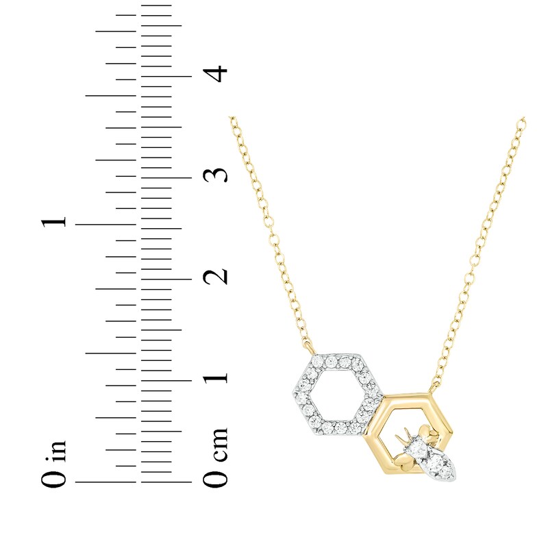 Main Image 3 of Diamond Honeycomb & Bee Necklace 1/5 ct tw 10K Yellow Gold 18&quot;