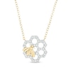 Thumbnail Image 1 of Diamond Honeycomb & Bee Necklace 1/4 ct tw 10K Yellow Gold 18&quot;