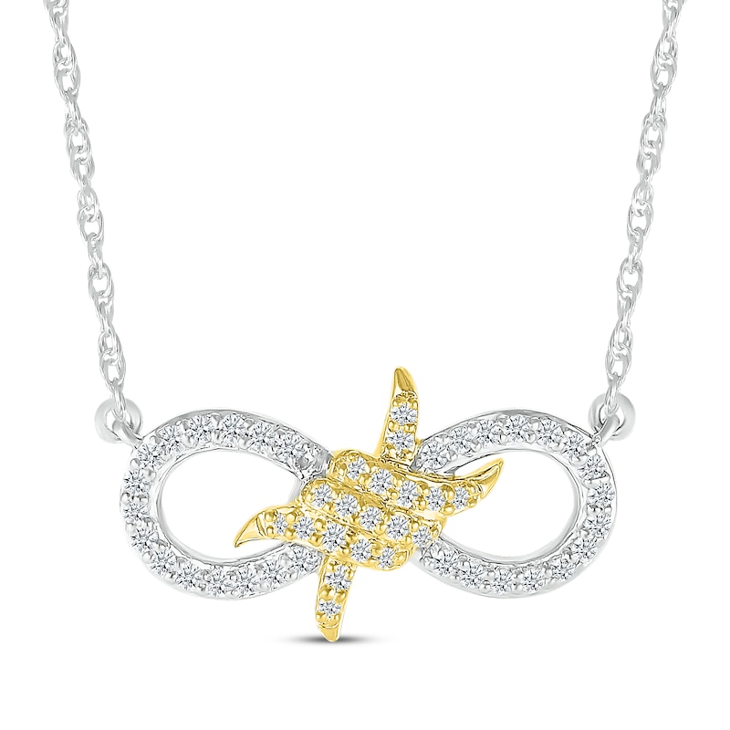 Main Image 1 of Diamond Infinity Spiral Twist Necklace 1/6 ct tw Sterling Silver & 10K Yellow Gold 18&quot;
