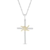 Thumbnail Image 1 of Diamond Cross Spiral Twist Necklace 1/4 ct tw Sterling Silver & 10K Yellow Gold 18&quot;