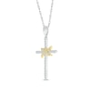 Thumbnail Image 2 of Diamond Cross Spiral Twist Necklace 1/4 ct tw Sterling Silver & 10K Yellow Gold 18&quot;