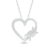Thumbnail Image 1 of Diamond Open Heart Spiral Twist Necklace 1/6 ct tw Sterling Silver 18&quot;