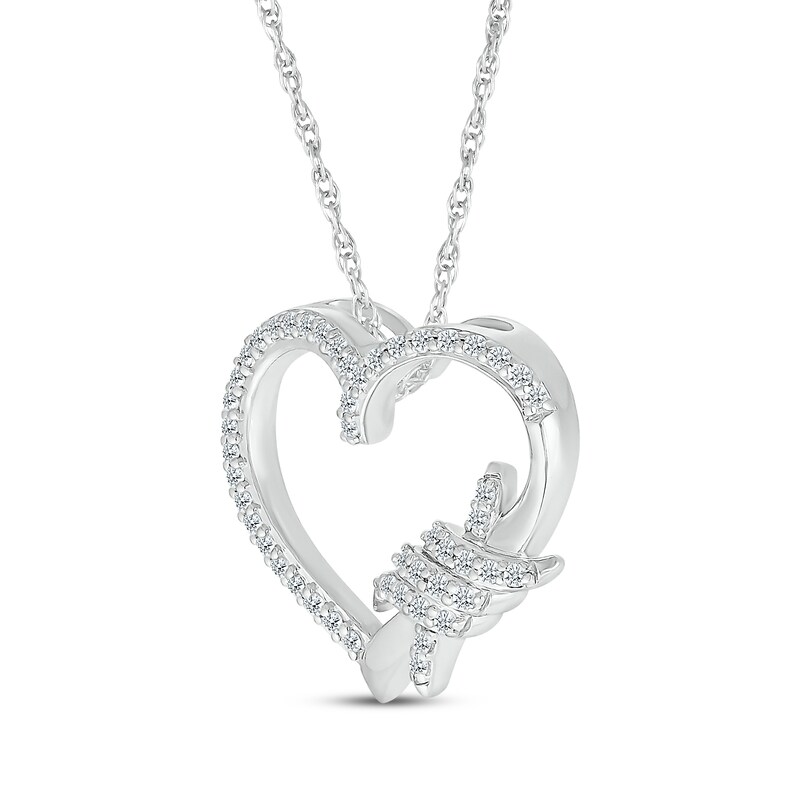 Main Image 2 of Diamond Open Heart Spiral Twist Necklace 1/6 ct tw Sterling Silver 18&quot;