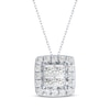 Thumbnail Image 1 of Princess-Cut Quad Diamond Halo Frame Necklace 1/2 ct tw 10K White Gold 18&quot;