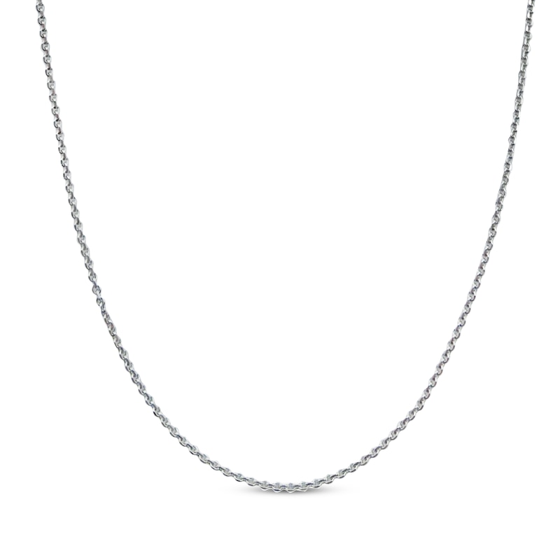Main Image 1 of Diamond-Cut Cable Chain Necklace Solid Sterling Silver 18&quot;