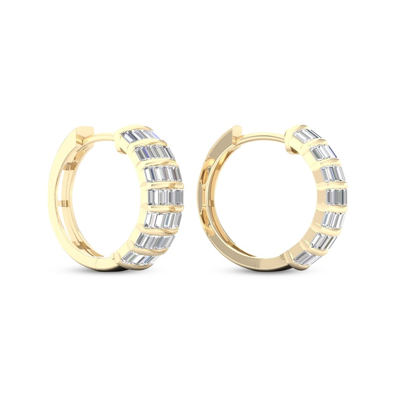 Round Brilliant 0.50 ctw VS2 Clarity, I Color Diamond 14kt Yellow Gold  Channel Set Hoop Earrings