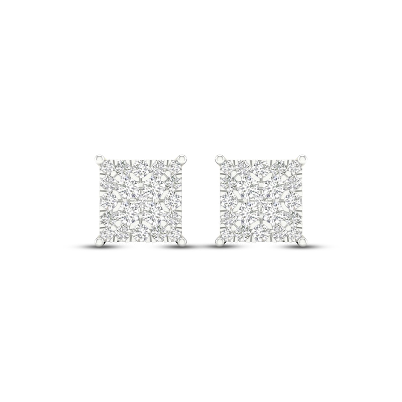Men's Multi-Diamond Square Stud Earrings 1 ct tw 14K Yellow Gold