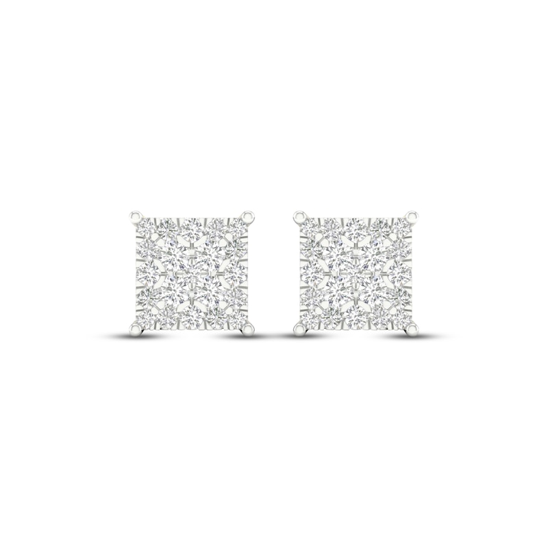 Main Image 2 of Men's Multi-Diamond Square Stud Earrings 1 ct tw 14K Yellow Gold