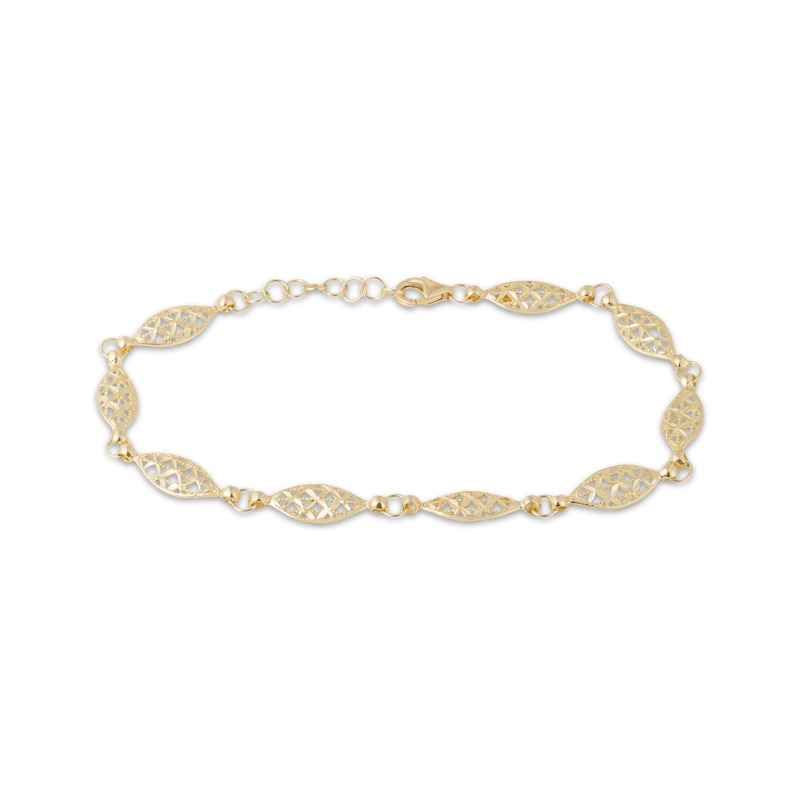 Main Image 1 of Italian Brilliance Diamond-Cut Bracelet Solid 14K Yellow Gold 8.5&quot;
