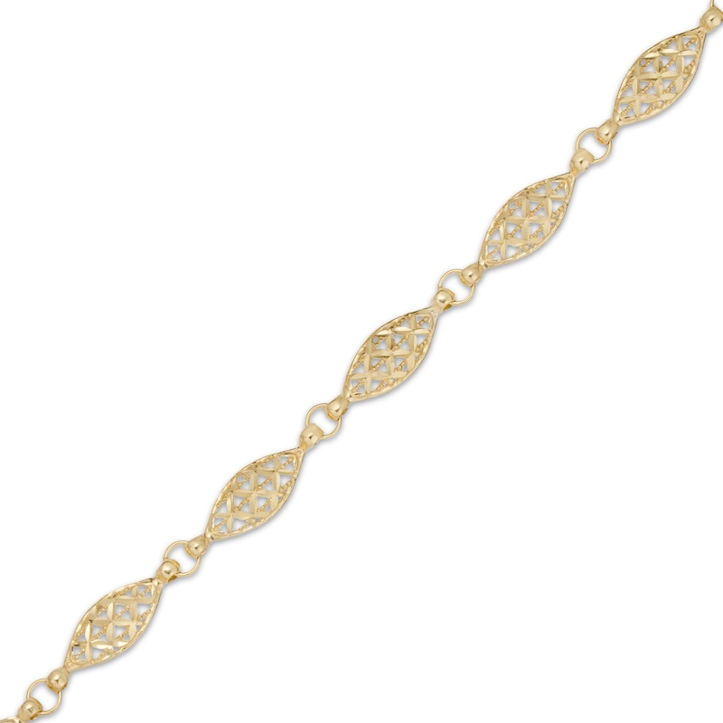 Main Image 2 of Italian Brilliance Diamond-Cut Bracelet Solid 14K Yellow Gold 8.5&quot;