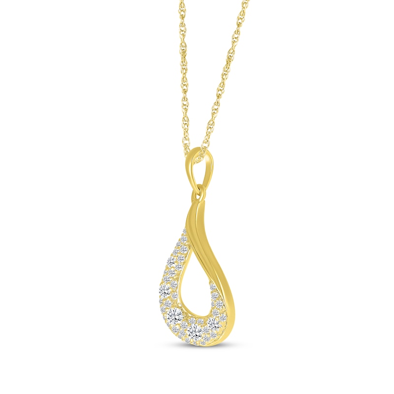 Main Image 2 of Diamond Cobblestone Twist Teardrop Necklace 1/3 ct tw 10K Yellow Gold 18&quot;