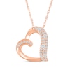 Thumbnail Image 1 of Diamond Cobblestone Tilted Heart Necklace 1/3 ct tw 10K Rose Gold 18"