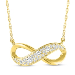 Diamond Cobblestone Infinity Necklace 1/3 ct tw 10K Yellow Gold 18"
