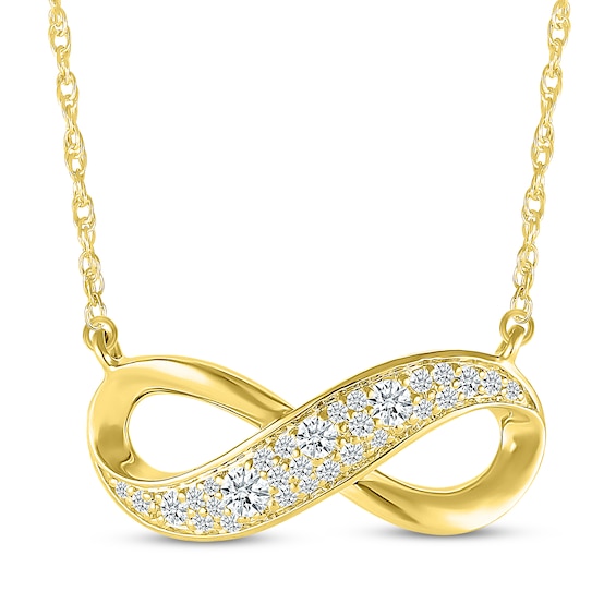 Diamond Cobblestone Infinity Necklace 1/3 ct tw 10K Yellow Gold 18"