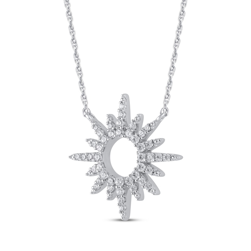 Main Image 2 of Diamond Sunburst Necklace 1/3 ct tw 10K White Gold 18"
