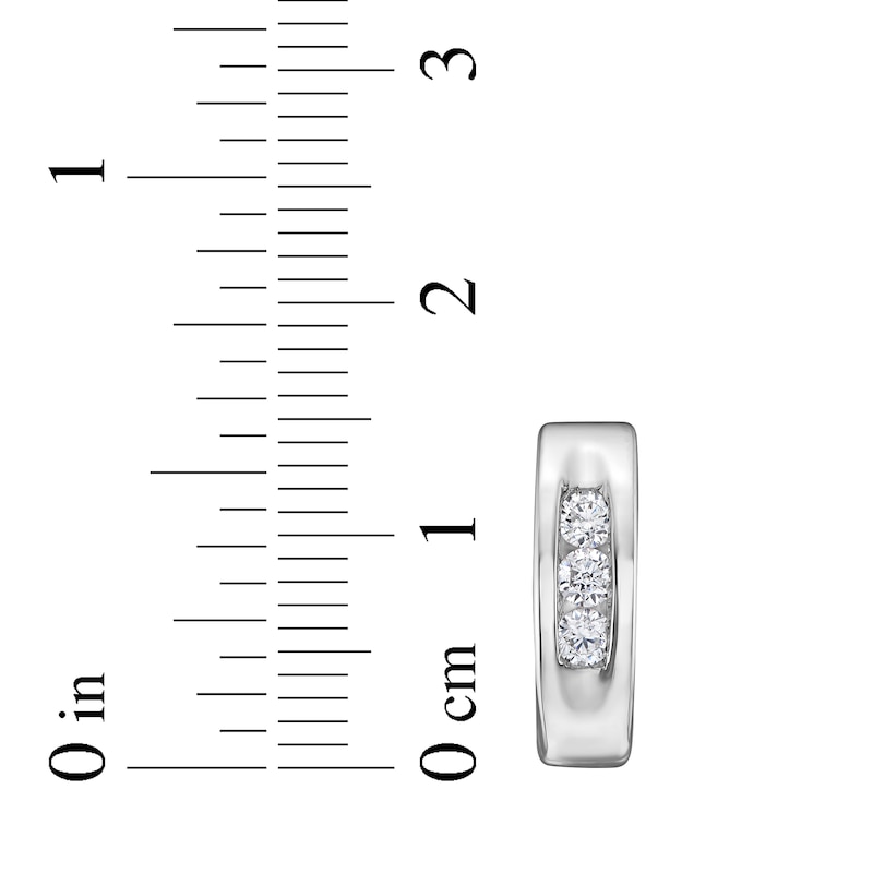 Main Image 4 of Men's Diamond Three-Stone Huggie Hoop Earrings 3/8 ct tw Sterling Silver