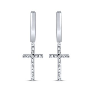 Men's Diamond Cross Dangle Earrings 1/4 ct tw Sterling Silver Kay