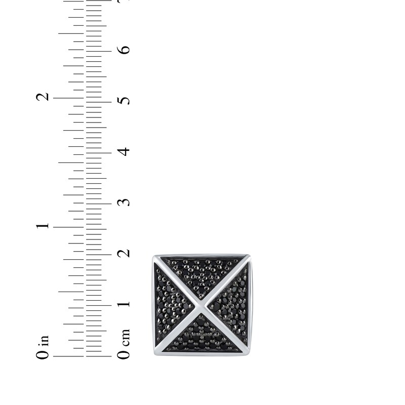 Main Image 3 of Men's Black Diamond Pyramid Stud Earrings 3/8 ct tw Sterling Silver