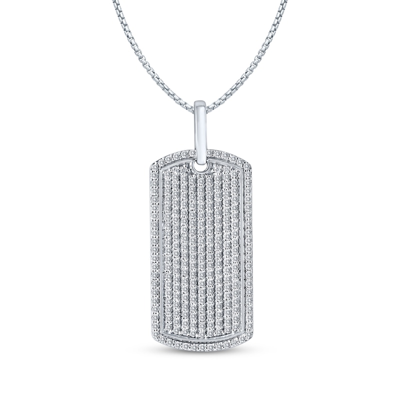 Main Image 1 of Men's Diamond Dog Tag Necklace 2 ct tw Sterling Silver 22&quot;