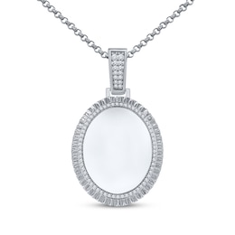 Men's Diamond Oval Necklace 1/3 ct tw Sterling Silver 22"