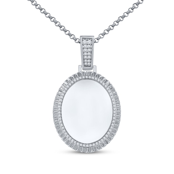 Men's Diamond Oval Necklace 1/3 ct tw Sterling Silver 22"