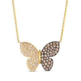 Le Vian Garden Party Diamond Butterfly Necklace 1-1/5 ct tw 14K Honey Gold 19"