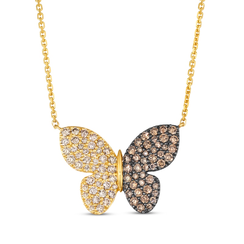 Main Image 1 of Le Vian Garden Party Diamond Butterfly Necklace 1-1/5 ct tw 14K Honey Gold 19&quot;